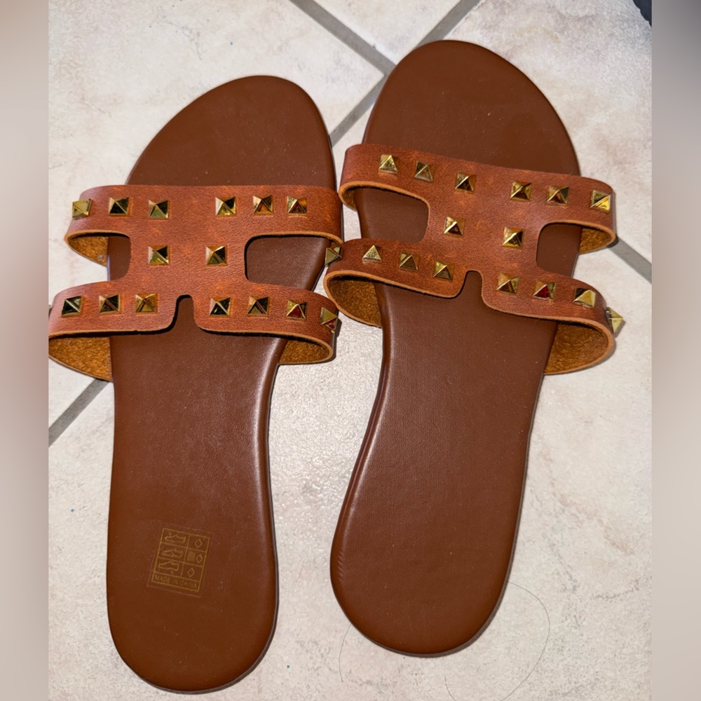 Brown Studded Sandals
